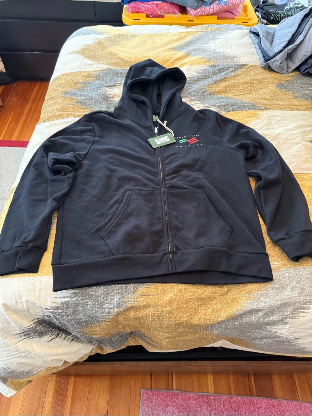Denim Tears Ellls Tear Men’s Black Zip Up Hoodie size XL
